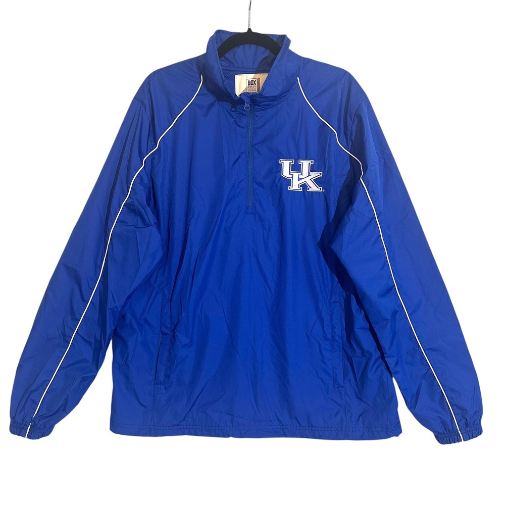 Vintage Box Seat UK Wildcats Zip‎ Pullover Windbreaker Jacket Blue L Retro NCAA